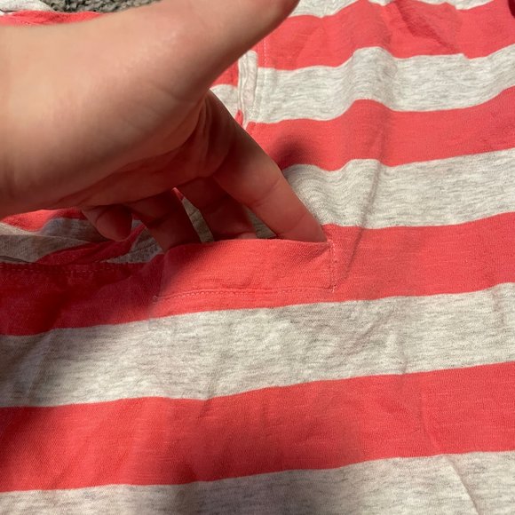 Coral and Gray Striped Short Sleeve Shirt - Picture 3 of 3